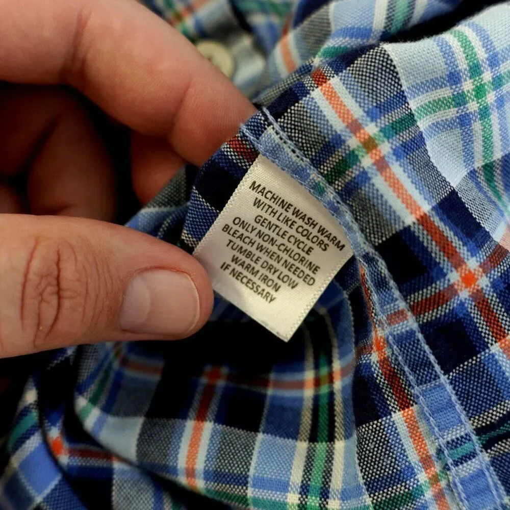 Southern Pines Flannel Plaid Blue Multi-Collared Collared‎ Dress Shirt M Medium